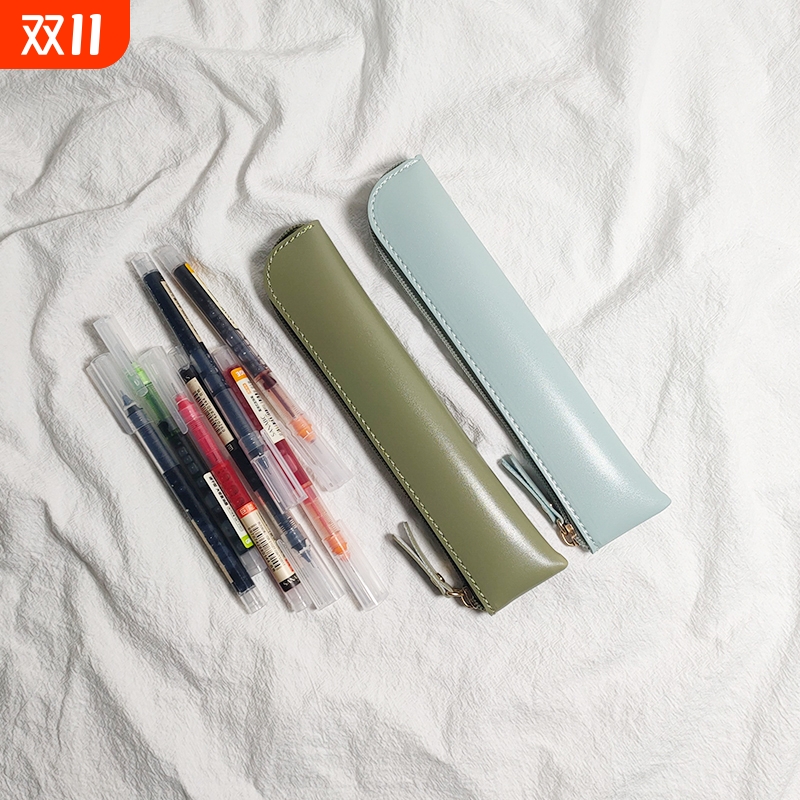 纯色pencil笔套清新皮质pvc迷你小笔袋高中学生创意简约便捷铅笔简约小容量笔袋男女孩小巧