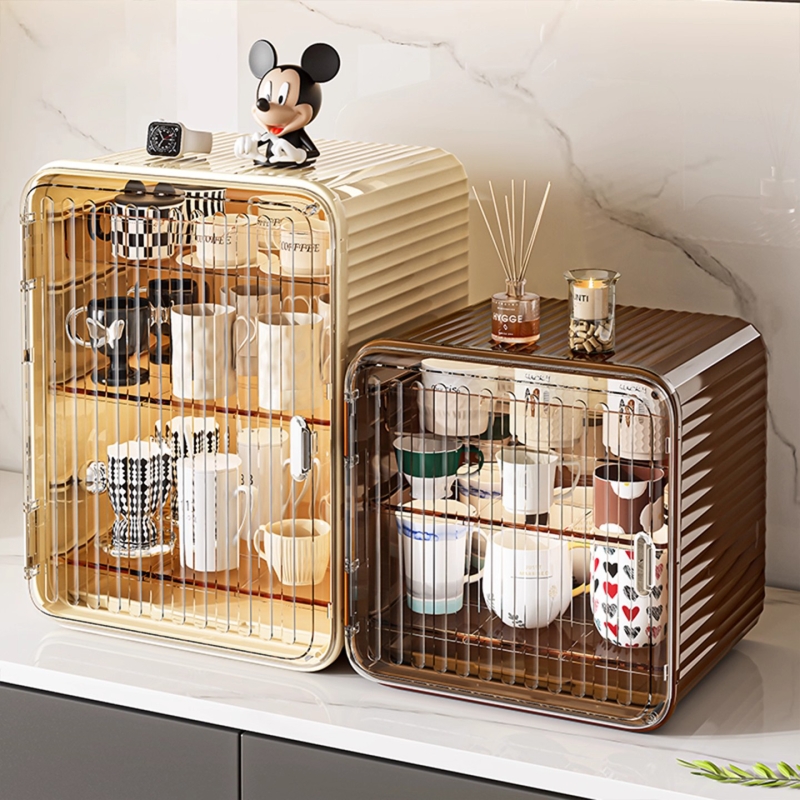 杯架家用防尘多层透明加高置物架