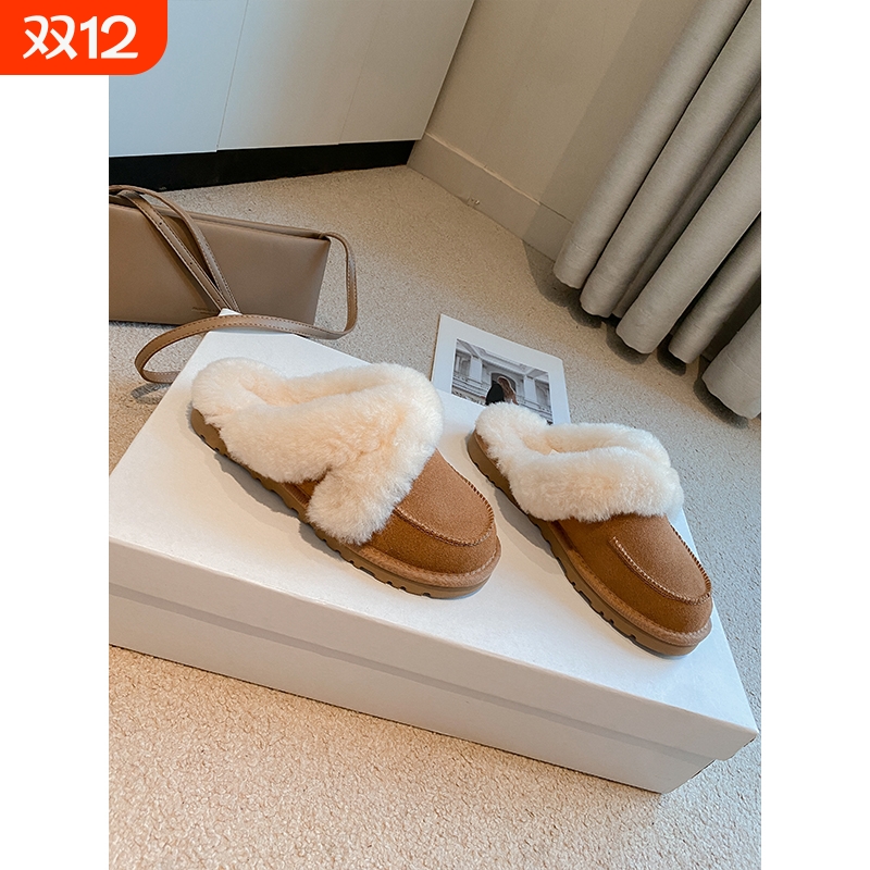 2025秋冬新款皮毛一体雪地靴女外穿厚底毛毛拖鞋女懒人一脚蹬棉鞋