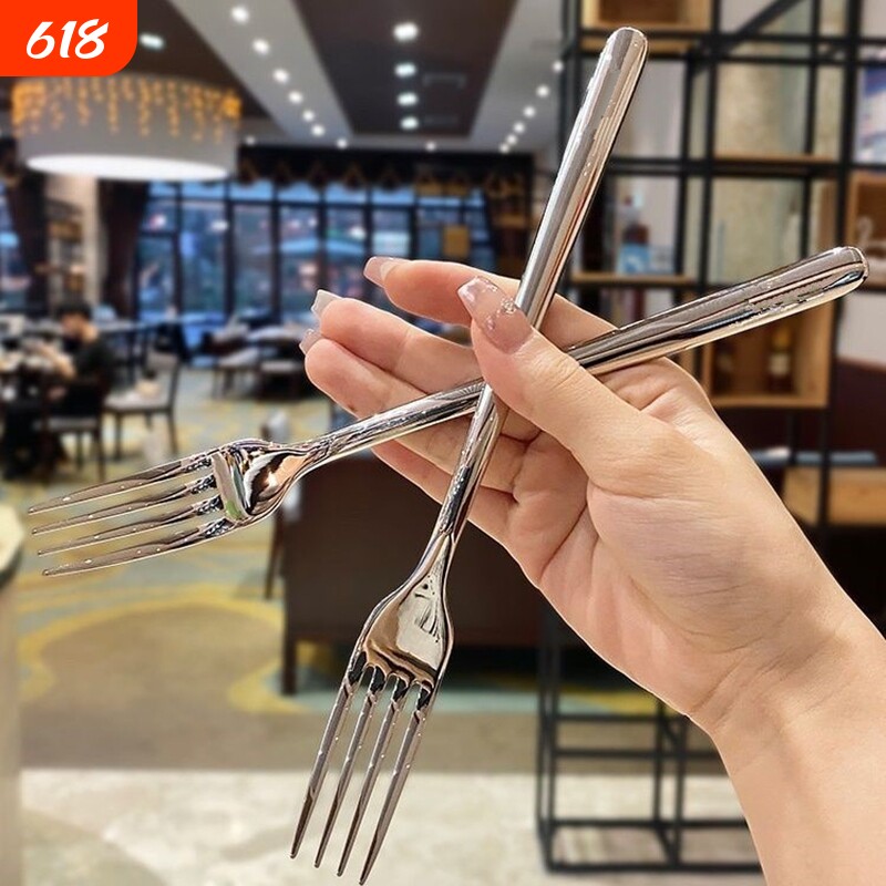 304高档不锈钢酒店用316长柄加厚牛排叉沙拉叉水410餐厅家用叉子