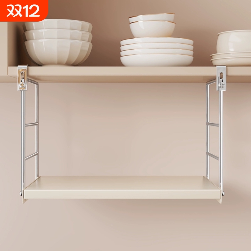 厨房置物架微波炉悬挂式储物架多功能免打孔橱柜收纳架落地台面