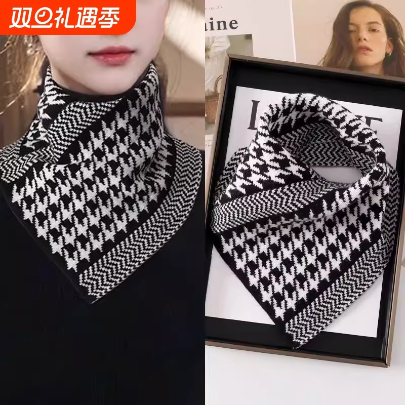 新款韩版百搭三角围脖防寒保暖护颈脖套针织围巾女冬季套头假领子