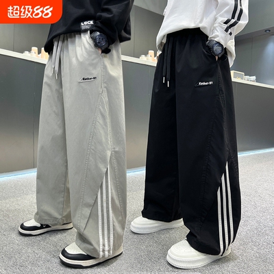 男童裤子春夏款2026薄款儿童工装裤男孩春装休闲长裤痞帅炸街条纹