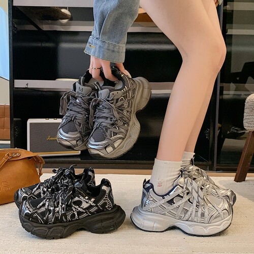 网红绑带老爹鞋女复古厚底运动鞋