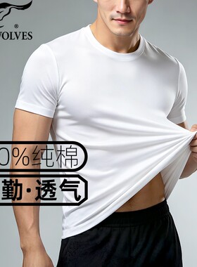 七匹狼纯棉重磅吸汗透气男士短袖