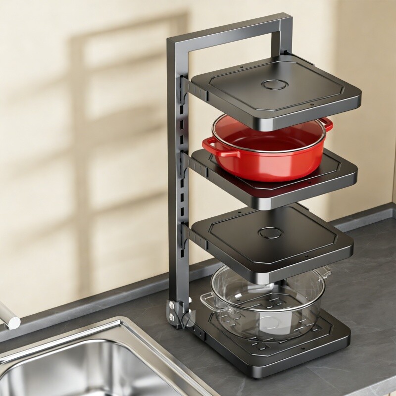 厨房置物架锅具收纳架家用多层锅架子多功能下水槽橱柜分层放锅架