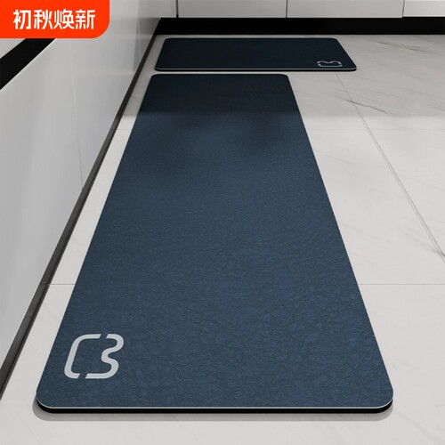 新款硅藻泥厨房地垫防滑防油吸水垫门口耐脏条形脚垫专用可擦免洗