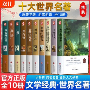 全套10册世界十大名著正版 小说必读中学生初中生课外阅读列夫外国三部曲月亮伯爵 原著简爱书籍海底两万里老人与海复活与六文学经典