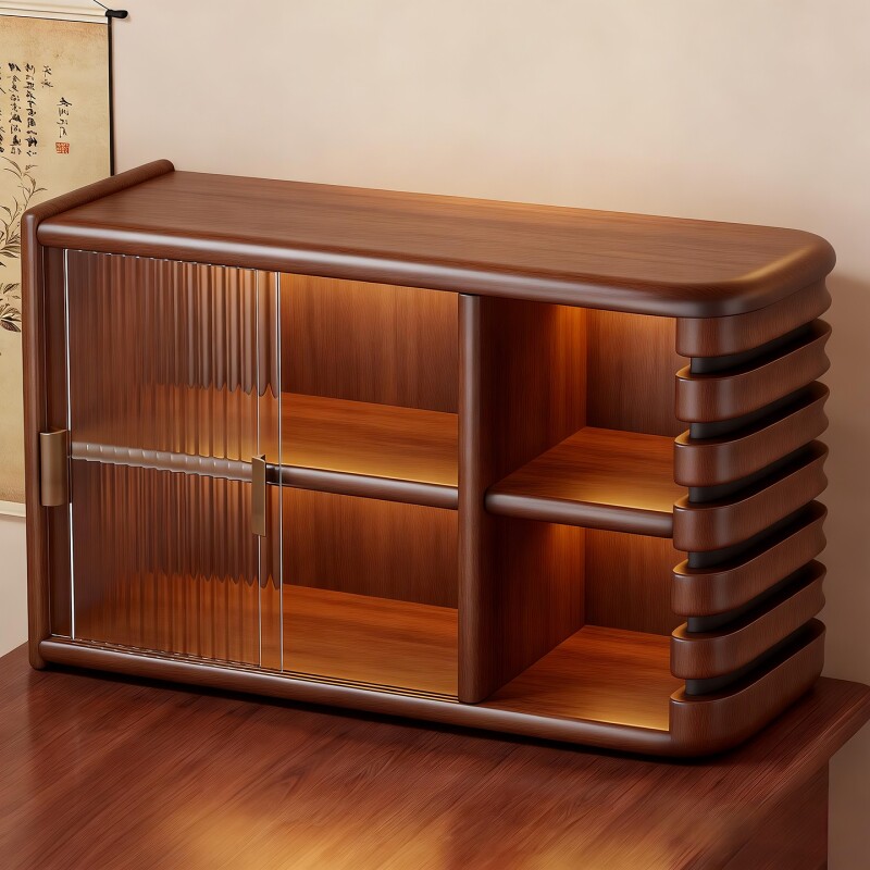 杯架实木杯子收纳水杯餐桌台面收纳柜桌面餐边柜置物架玻璃客厅