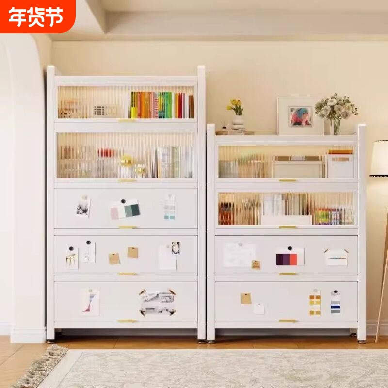 家用收纳柜置物柜子钢制防尘储物柜多层零食收纳架宝宝衣柜置物架