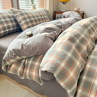 全棉透气被套单件被罩学生宿舍水洗棉150x200x230被单床单三件套