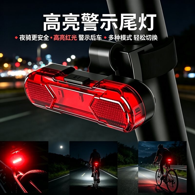 自行车灯尾灯公路山地车前灯单车配件骑行装备警示usb夜骑灯夜间