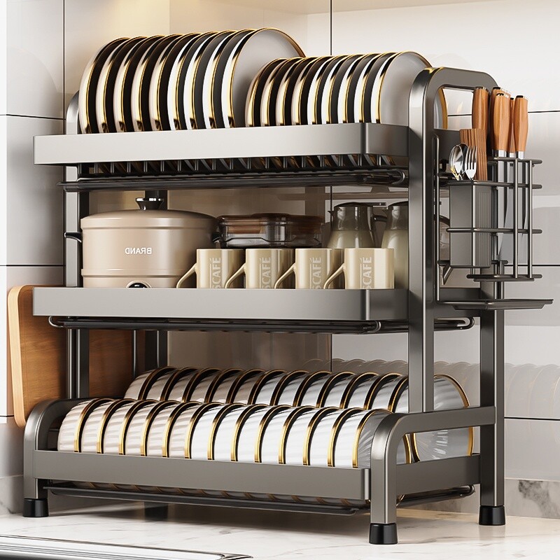 厨房碗碟收纳架多功能置物架家用放碗架碗盘沥水架碗柜碗筷收纳盒