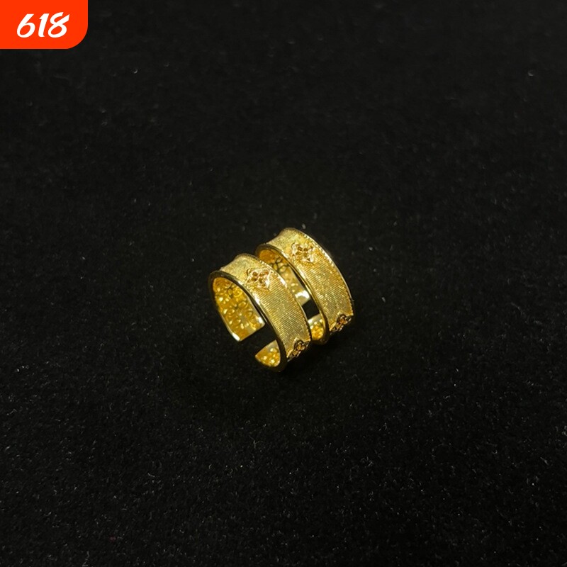 新中式绸缎四叶花戒指古法轻奢精美气质时尚指环手饰品开口可调节