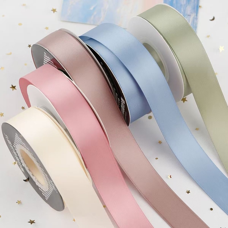 2.5cm双面加密丝带装饰缎带diy发饰礼物盒包装蛋糕花束手工彩