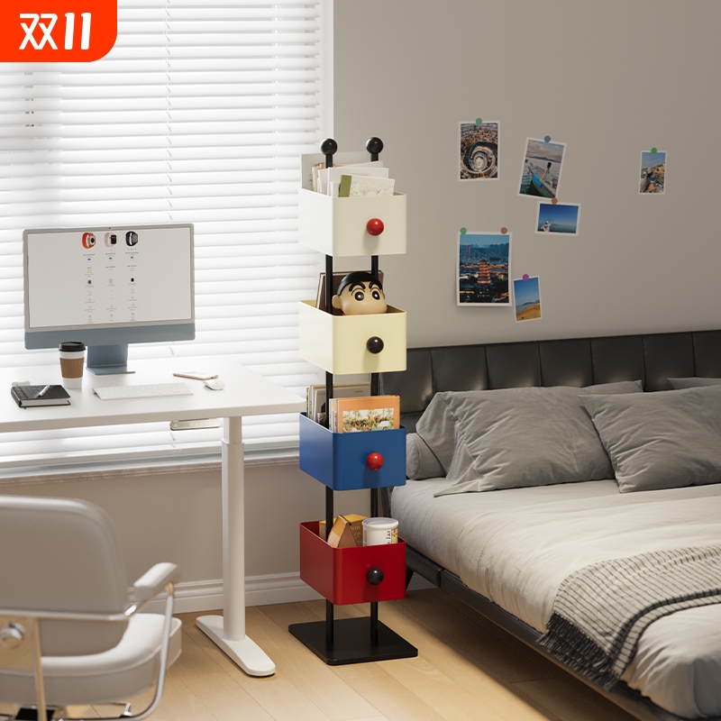 方盒书架多层置物架客厅铁艺书柜儿童转角储物柜收纳展示柜隐形柜