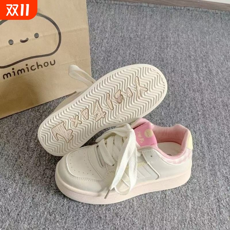 赵露思同款废土chic鞋子厚底小白鞋女款2025新款休闲板鞋小众面包