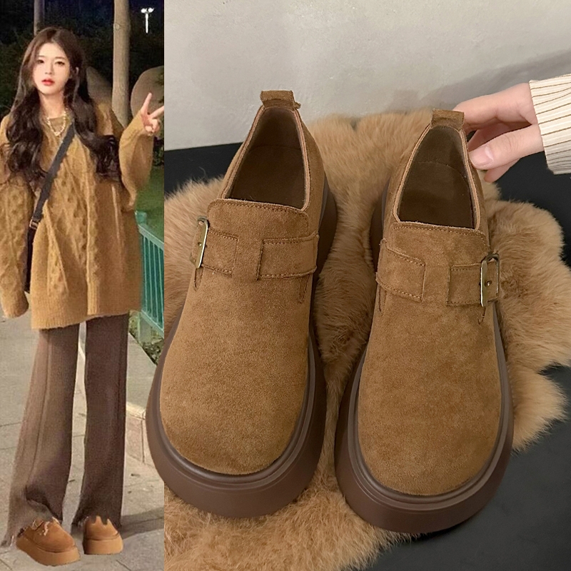 厚底增高勃肯鞋女2025春季新款懒人一脚蹬复古博肯单鞋休闲乐福鞋