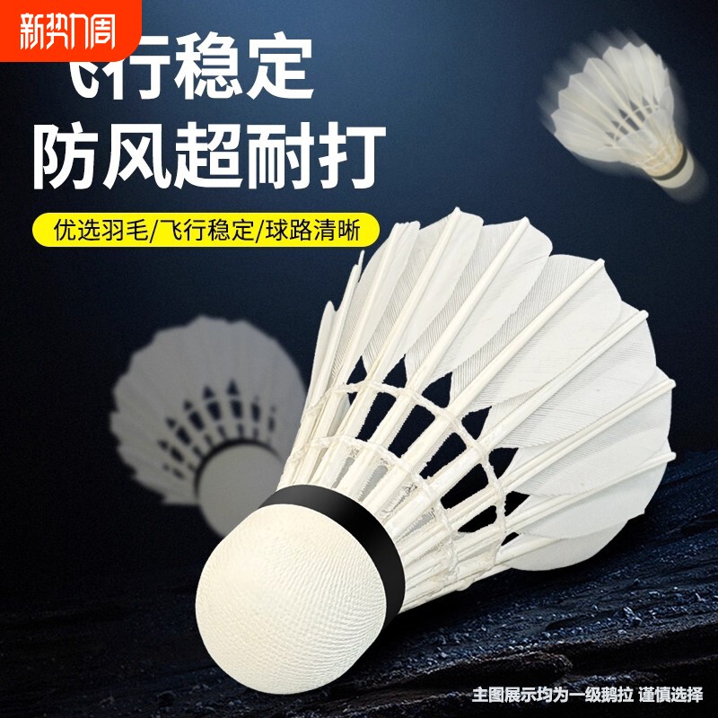 羽毛球鹅毛正品耐打王室内训练用球6/12防风不易发光尼龙稳定比赛