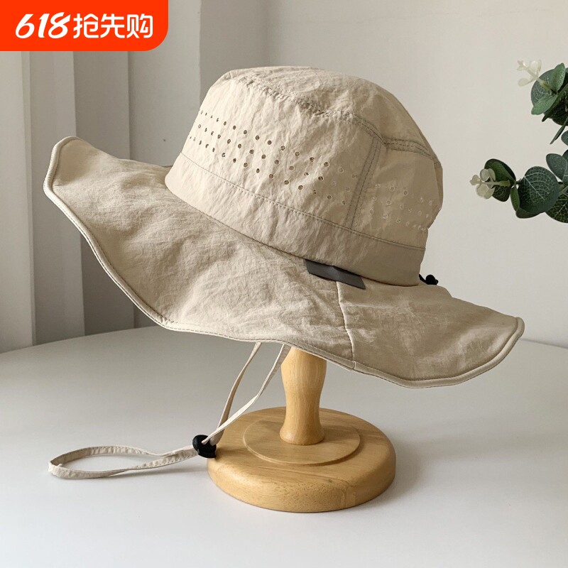 透气速干渔夫帽女夏季新款户外防晒登山帽遮阳帽可折叠黑色旅行