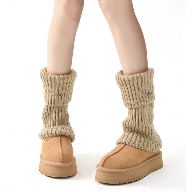 加厚针织袜套堆堆袜子女秋冬腿套保暖运动小腿袜配雪地靴羊毛长袜
