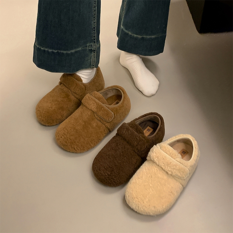 毛毛鞋女外穿2025秋冬新款复古保暖一脚蹬软底豆豆勃肯加绒棉鞋子