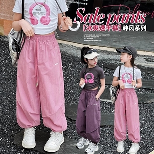 兒童夏款 套裝 女童工裝 2025新款 潮酷穿搭褲 子夏季 速干防蚊褲 褲 薄款