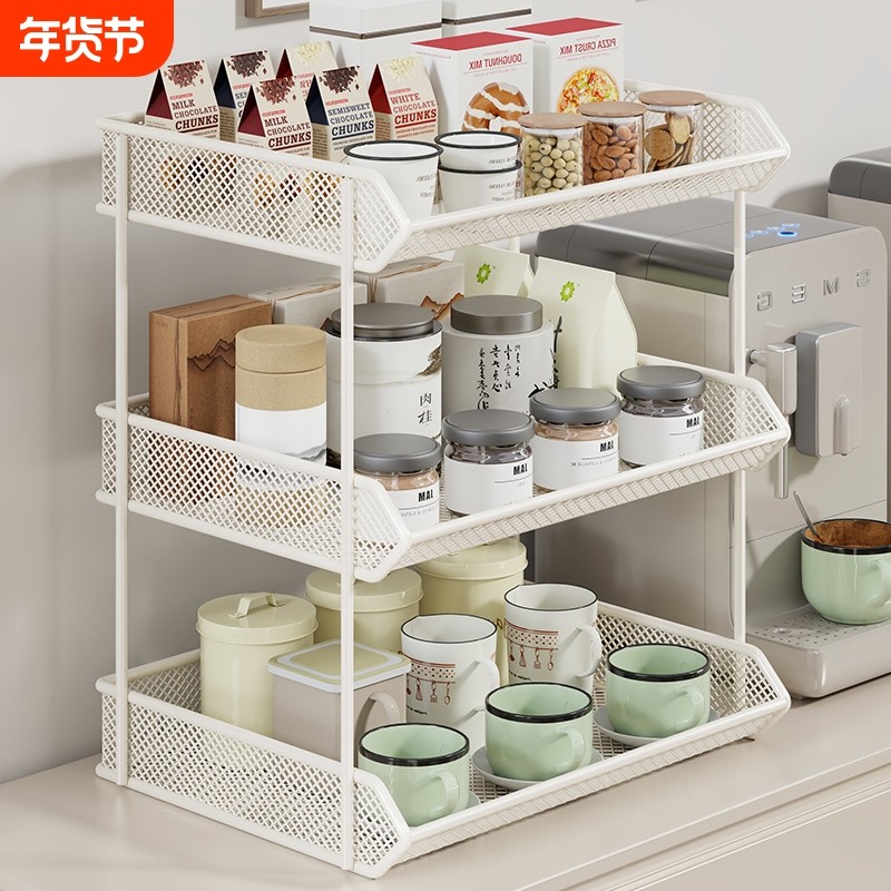零食置物架干果厨房餐桌上收纳客厅台面家用多层收纳筐桌面收纳盒,收纳整理,桌面收纳盒,淘宝优惠券,粉丝福利购,淘宝优惠卷