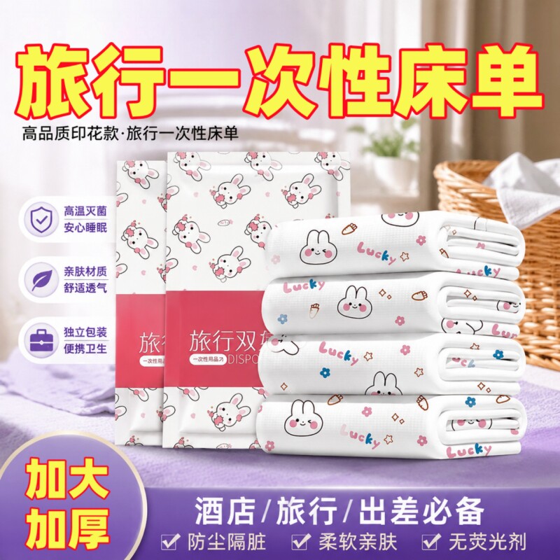 酒店一次性床单被罩枕套四件套旅行旅游加厚床上用品隔脏卧铺火车