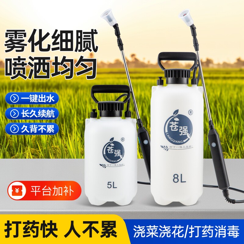 苍强电动喷壶锂电池洒水壶园艺打药喷雾器家用自动浇水壶消毒清洁