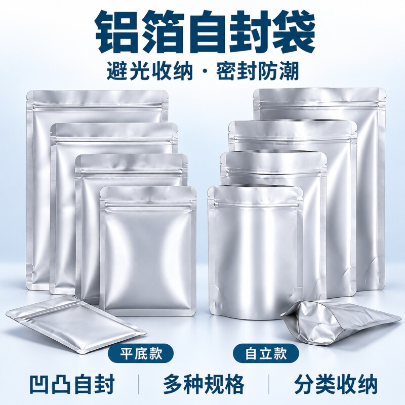 茶叶铝箔自封袋大号锡纸袋彩色铝箔食品猫粮狗粮包装袋子小号防潮