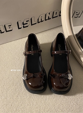 YesDay少女蝴蝶结圆头JK玛丽珍小皮鞋粗跟单鞋增高显瘦高跟鞋浅口