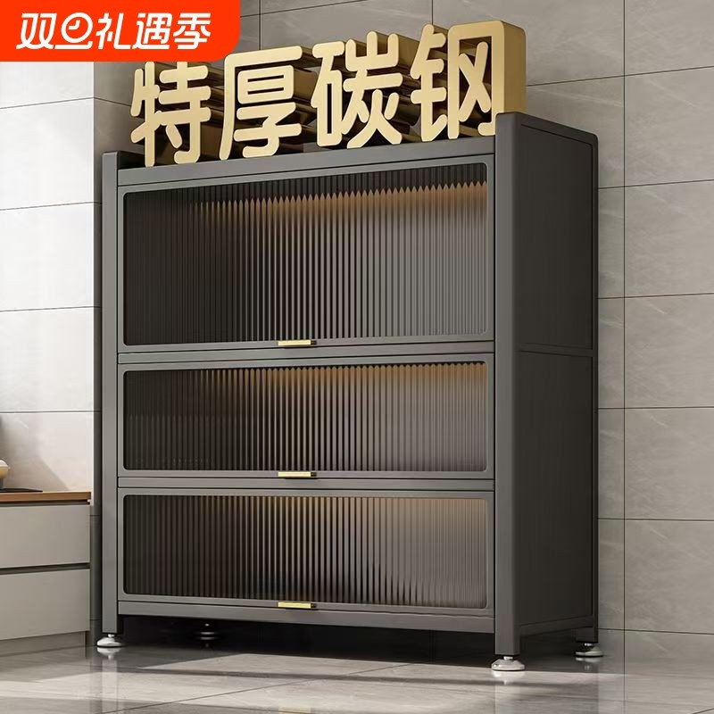 家用钢制书架靠墙可移动防尘书柜置物架客厅展示柜儿童储物柜碳钢