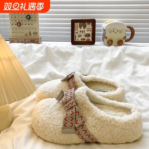 巨好看内增高厚底毛毛拖鞋女外穿2025秋冬新款包头半拖鞋加绒棉拖