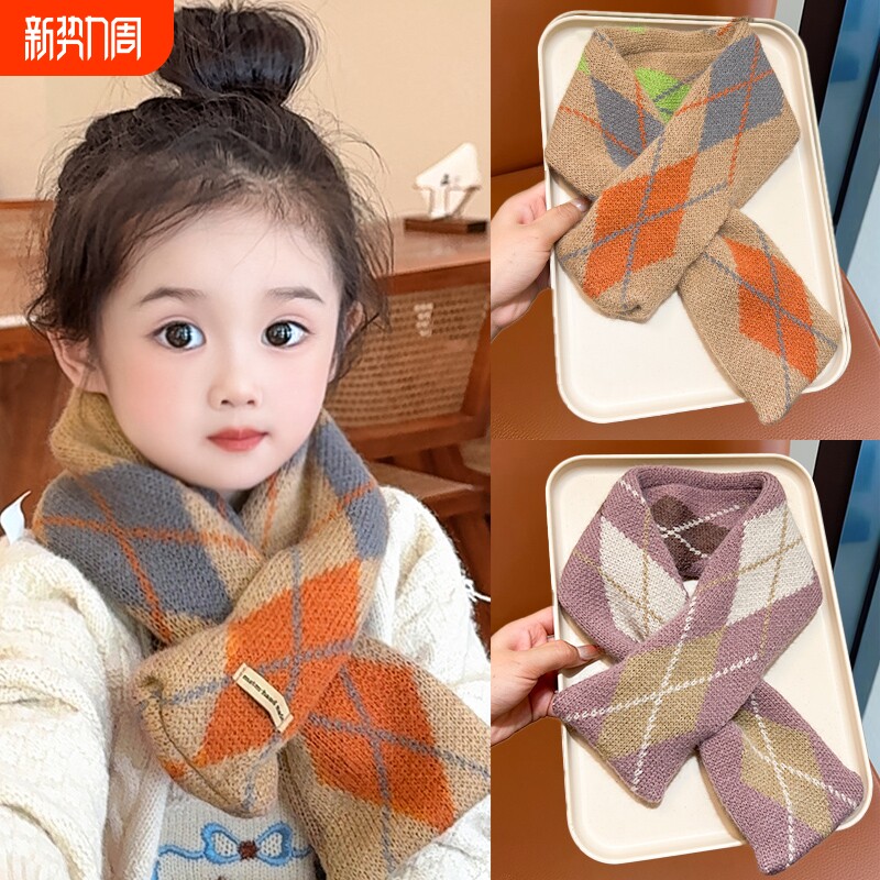 女童秋冬针织防风保暖围巾儿童亲肤可爱围脖男女宝宝套脖红色新款