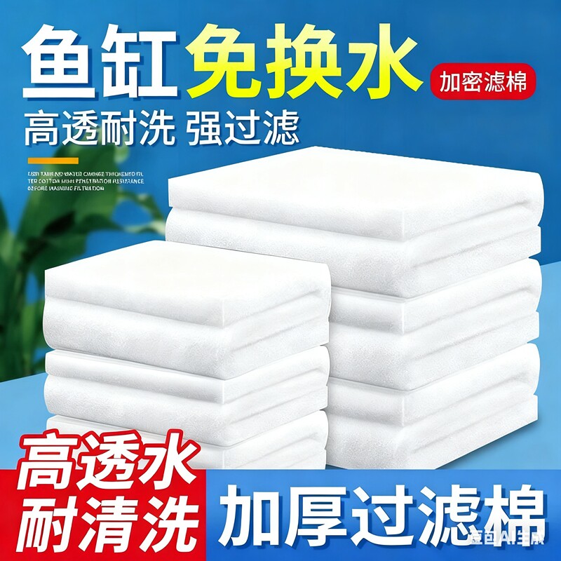鱼缸过滤棉手撕羊绒棉加厚加密高透水过滤器替换培菌耐用过滤材料