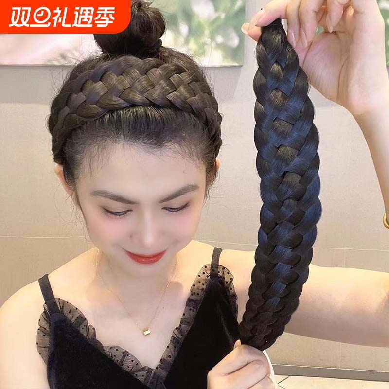 假发发箍春夏麻花辫子头箍女高颅顶压发窟2025新款宽边鱼骨辫头饰