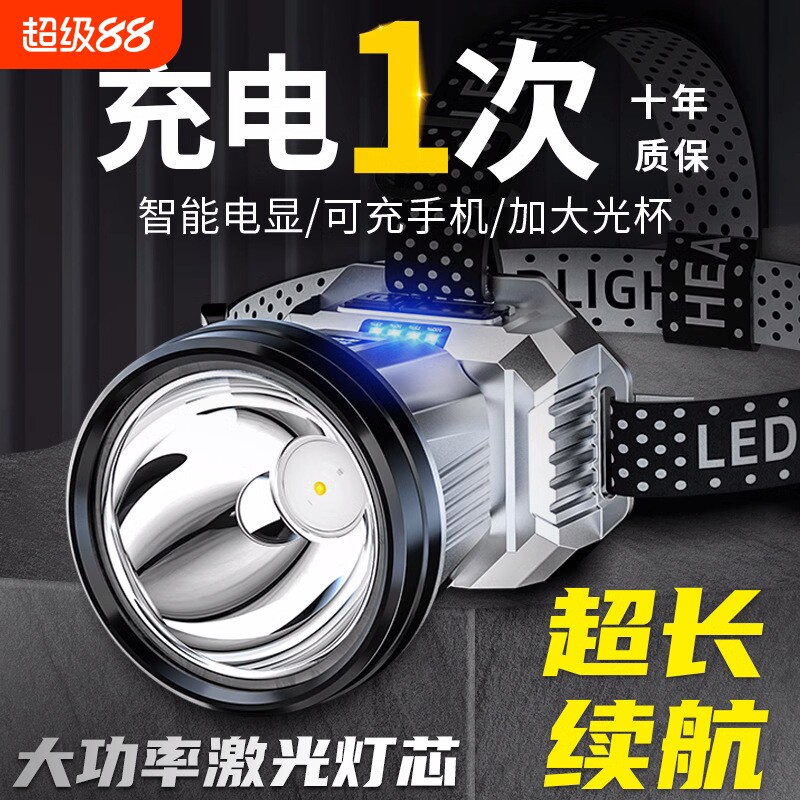 公牛适用头灯强光德国品质超亮头戴式感应矿灯夜钓鱼专用超长续航