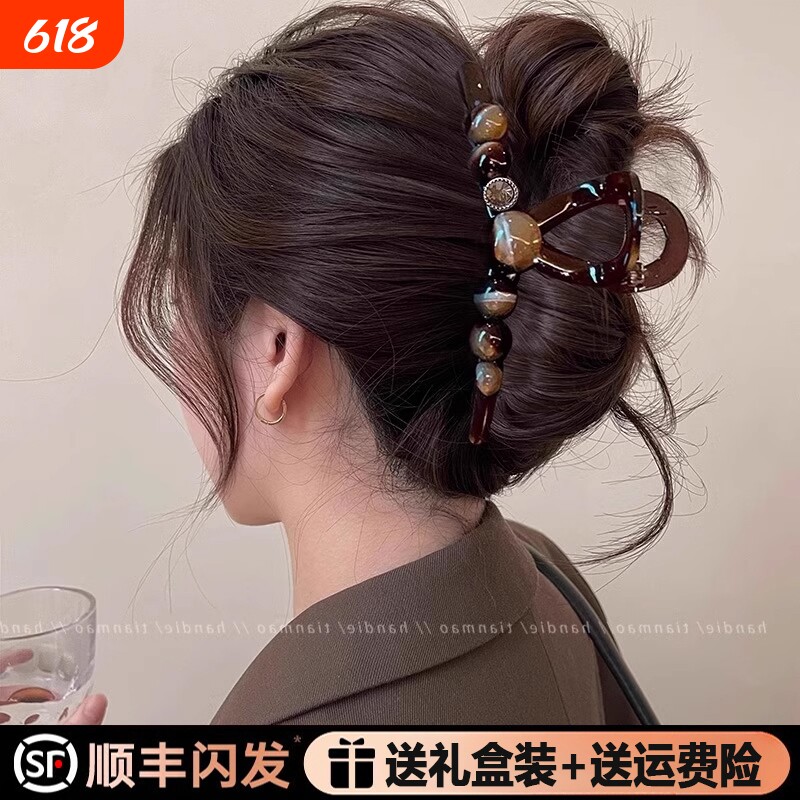 夹子头饰发夹新款大号抓夹鲨鱼夹2026高级感女后脑勺发饰高端超大