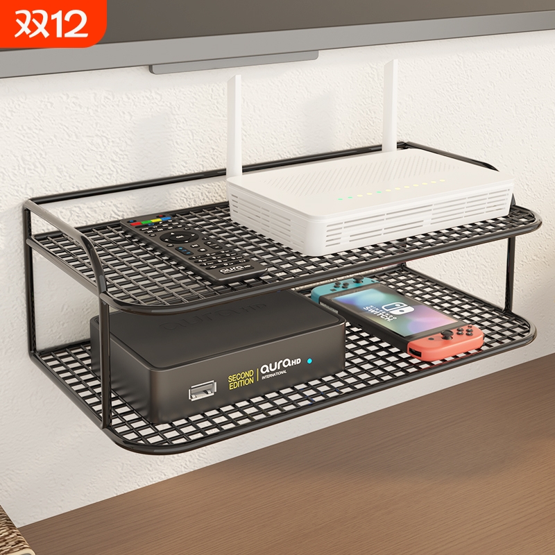 墙壁电视挂墙上wifi置物收纳盒