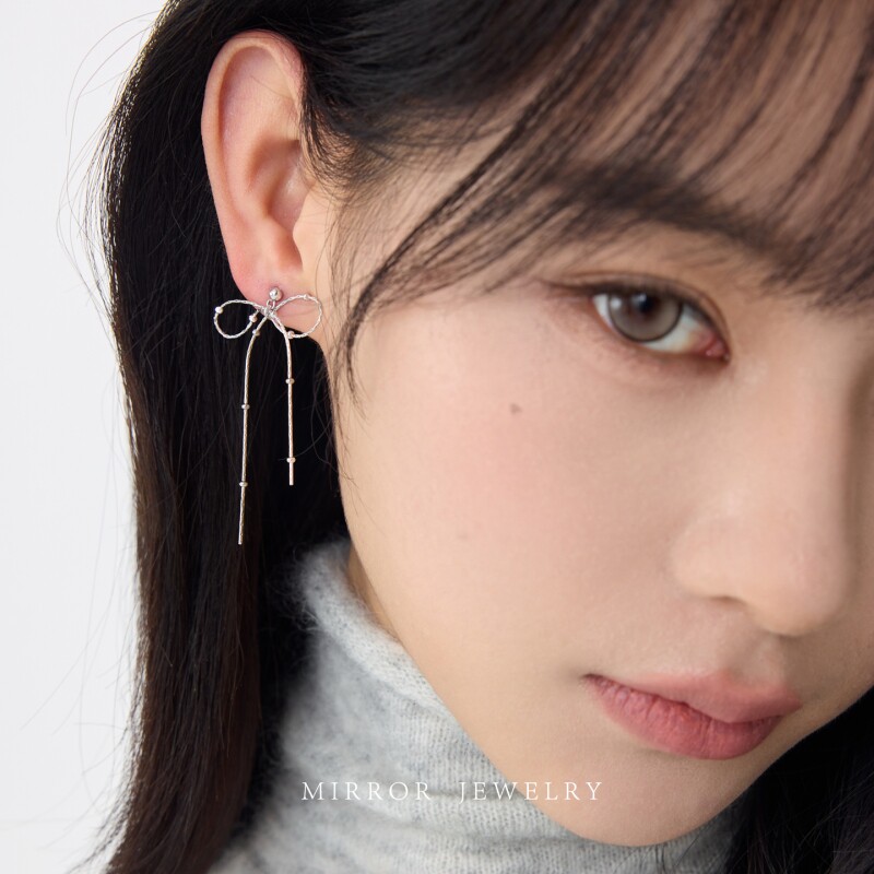 小麋人「甜束」925银蝴蝶结流苏耳钉女耳环耳饰时尚个性气质潮