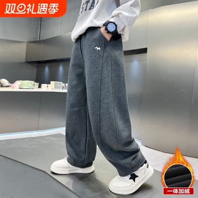 2025秋冬新款男童裤子潮流时尚百搭帅气儿童加绒宽松休闲长裤
