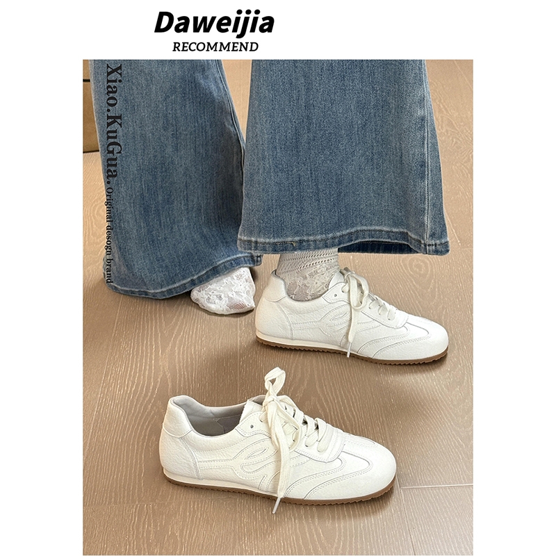 复古小白鞋女款2025新款秋季百搭软底阿甘德训鞋防滑休闲运动板鞋