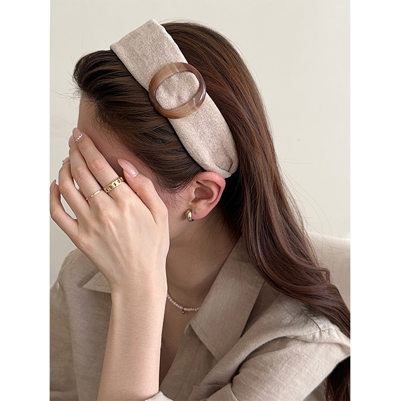 秋冬高级感美拉德玳瑁色圆环宽边发箍时尚复古高颅顶头箍外戴发饰