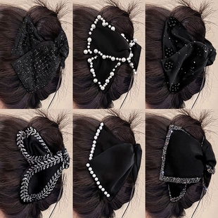 三角抓夹女高级感赫本风2025年新款后脑勺三角夹头饰蝴蝶结水钻