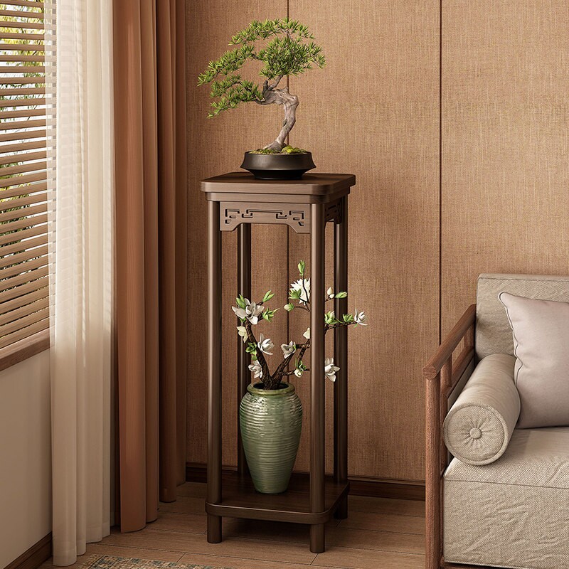 实木花架客厅玄关落地式中式花盆置物架家用多层多肉大承重放置架