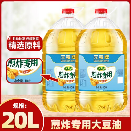 元宝特选煎炸专用大豆油10L 酒店食堂餐饮商用整箱10L装