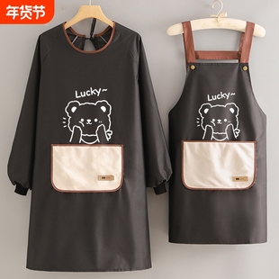 围腰厨房家用防水防油围裙餐饮专用成人工作服长袖罩衣女做饭男士