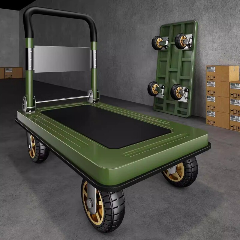 加厚拉货平板车手推车搬运车小推车便携折叠拉车家用拖车快递钢板