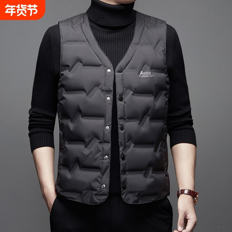 男士羽绒马甲2025冬季大码保暖背心中老年轻薄马夹羽绒服内胆新型